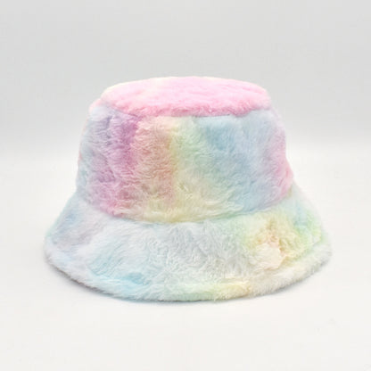 Women's Rainbow Rabbit Hair Fisherman Hat