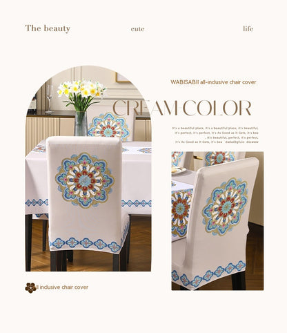 Exquisite Embroidered Thickening Dining Home Cushion Wind Elastic Chair Covers