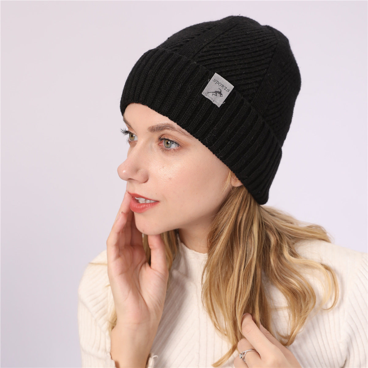 Unisex Curled Velvet Wool Knitted Hat