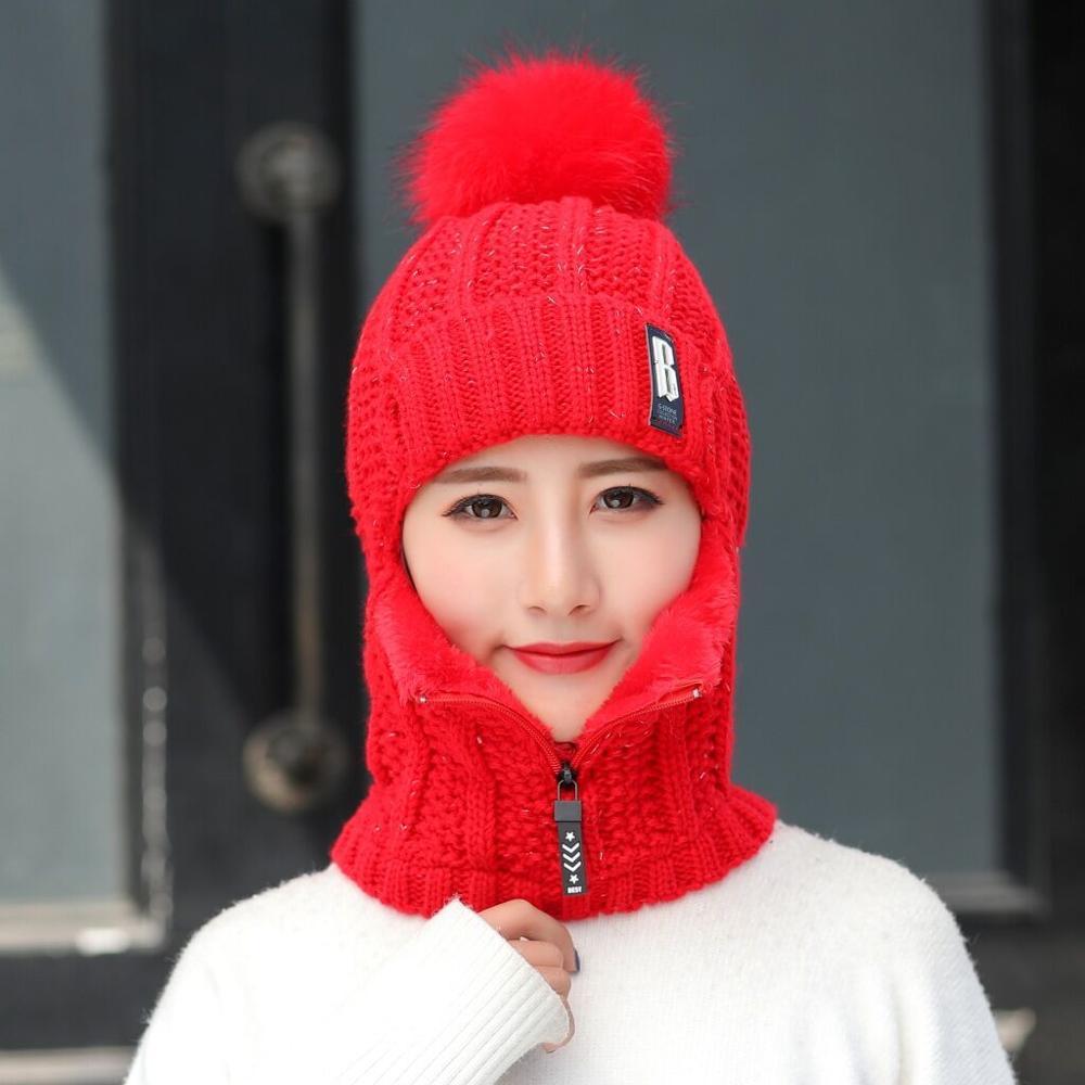 Windproof and cold-proof zipper woolen hat