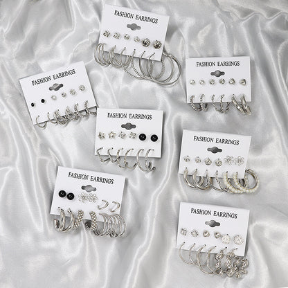 Simple Earrings 6 Pairs With Diamonds Earings Set