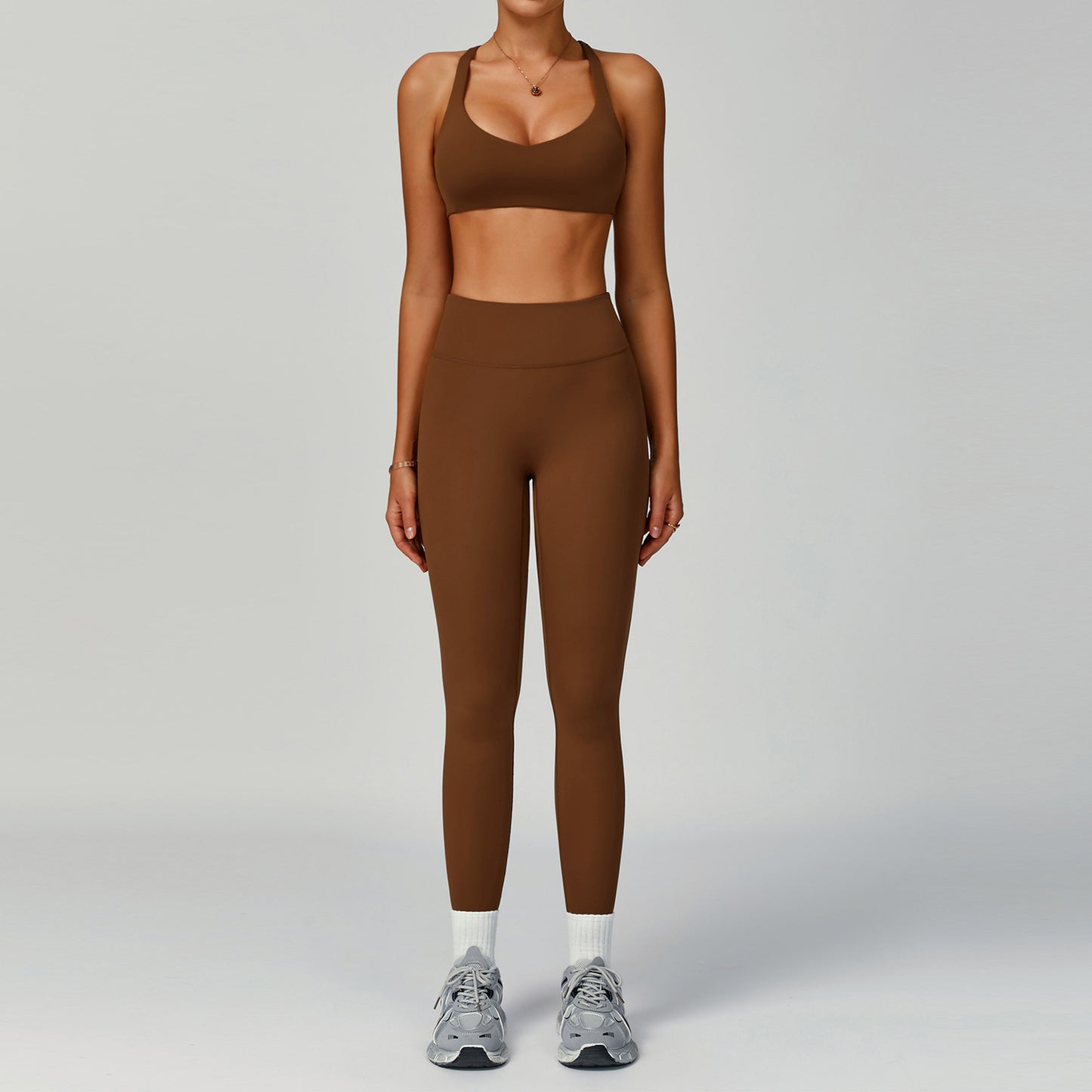 Women's Pure Color Tight Hollow-Out Beauty Back Sports Outfit