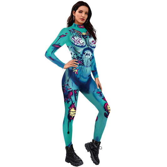 Color Contrast Patchwork Stage Performance Costume - Women's One-piece
