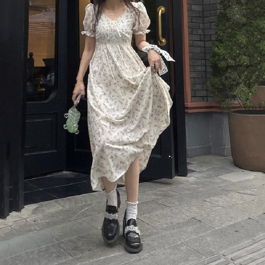 Summer New Wear Cream Puff Sleeve Dress
