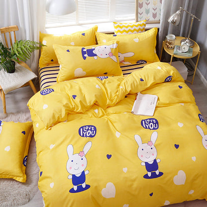 Brushed Aloe Cotton Four-piece Small  Bed Sheet Duvet Cover Student Dormitory
