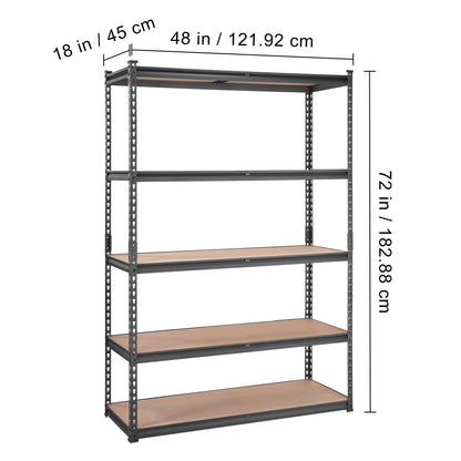 VEVOR Storage Shelving Unit, 5-Tier Adjustable, 2000 Lbs Capacity, Heavy Duty Garage Shelves Metal Organizer Utility Rack, Black,  For Kitchen Pantry Basement Bathroom Laundry