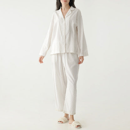 Home Wear Girls' Jacquard Polo Collar Top Pants Suit
