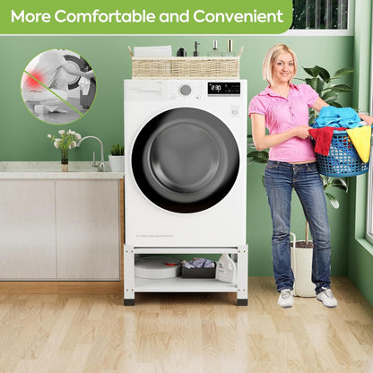 Laundry Pedestal 28.35 In Width, Washer And Dryer Pedestals With Storage Shelf, 700lbs Weight Capacity Washing Machine Stands For Most Washers And Dryers, Assembly Required