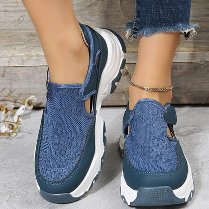 Mesh Sport Shoes for Women - Fashion Outdoor Flat Heel Round Toe Running Shoes