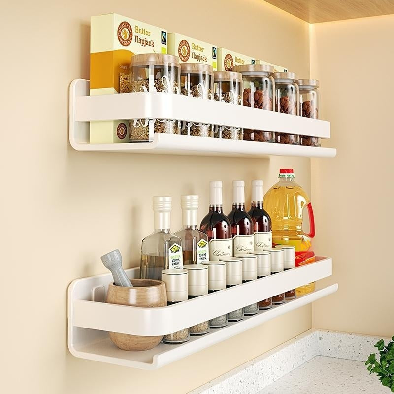 Milk White Kitchen Rack - Seasoning Rack, Punch-Free Wall Hanging