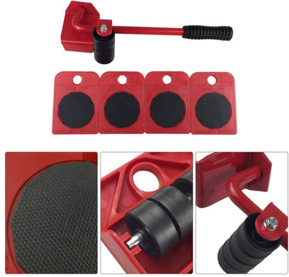 Red and black tool set with multiple components on a white background