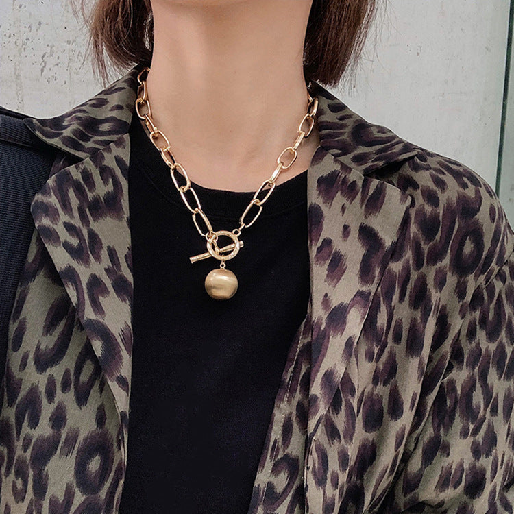 Female metal ball necklace