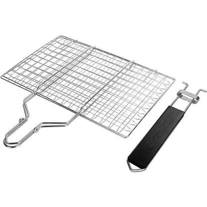 Stainless Steel Barbecue Mesh Basket Square Outdoor Folding