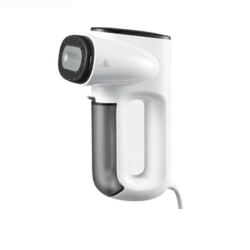 White vacuum ironing machine with black accents on a white background