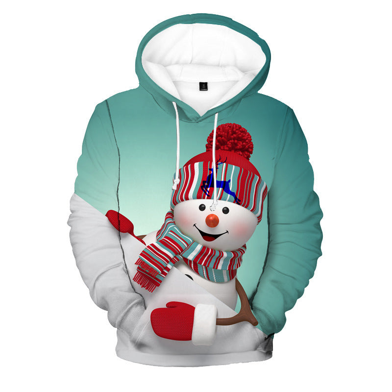 Hoodie with a snowman design on a white background