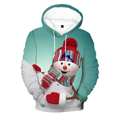 Hoodie with a snowman design on a white background