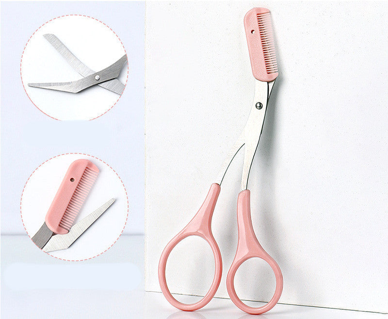 Curved Moon Eyebrow Trimming Knife with Comb - Small Beauty Gadget
