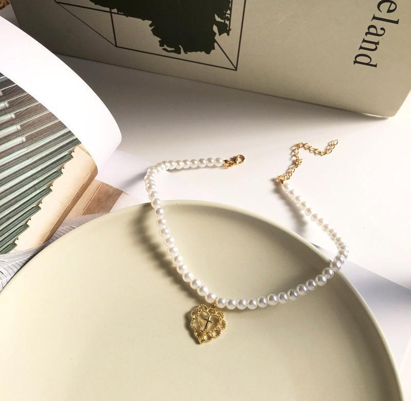 Pearl Necklace Female Cross Love Necklace
