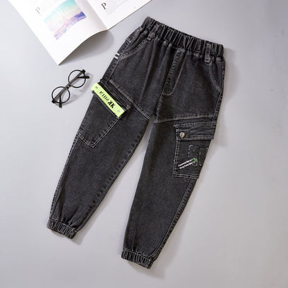 Boys Jeans - Autumn and Winter New One-piece Velvet