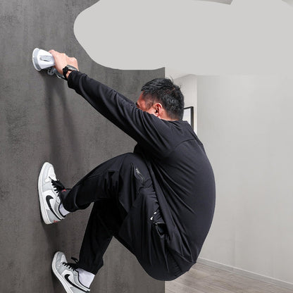 Person using a tool against a wall with text about load bearing capacity.