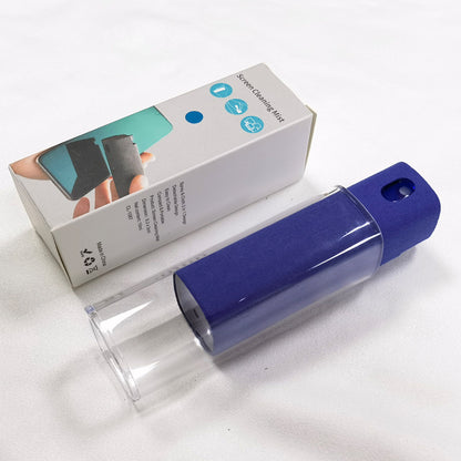 Blue screen cleaning spray bottle with packaging on a white background