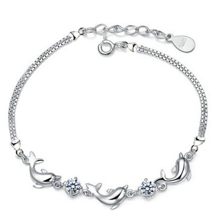 Trendy Women 925 Silver Dolphin Bracelet