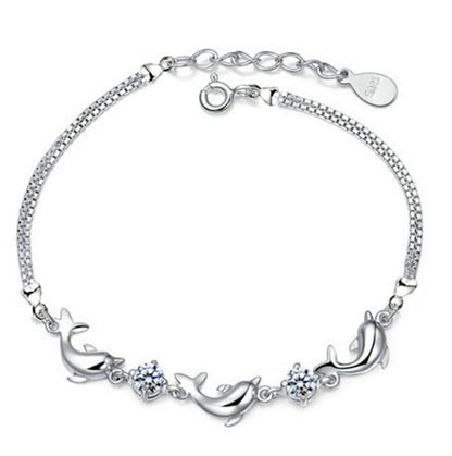 Trendy Women 925 Silver Dolphin Bracelet