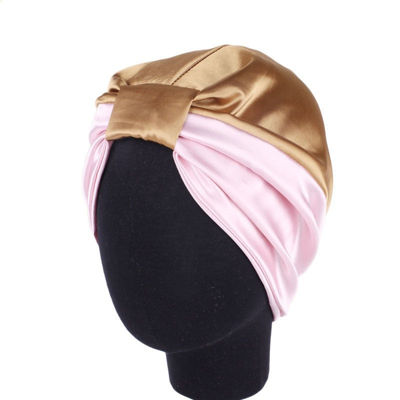 Women's Double-Layer Stretch Satin Turban Night Cap