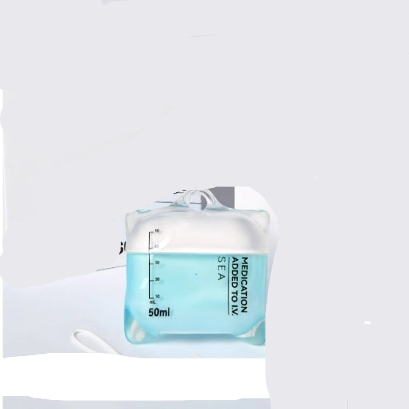 I.V. Bag AirPods Case with accessories and packaging on a light gray background