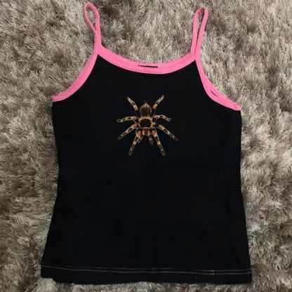 Cute Spider Print Pattern Lace Vest