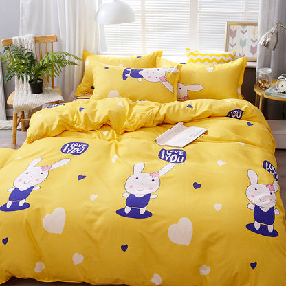 Brushed Aloe Cotton Four-piece Small  Bed Sheet Duvet Cover Student Dormitory