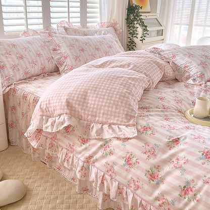 Bed Skirt Model Cotton Bedding Four-piece Set Sheet Quilt Cover