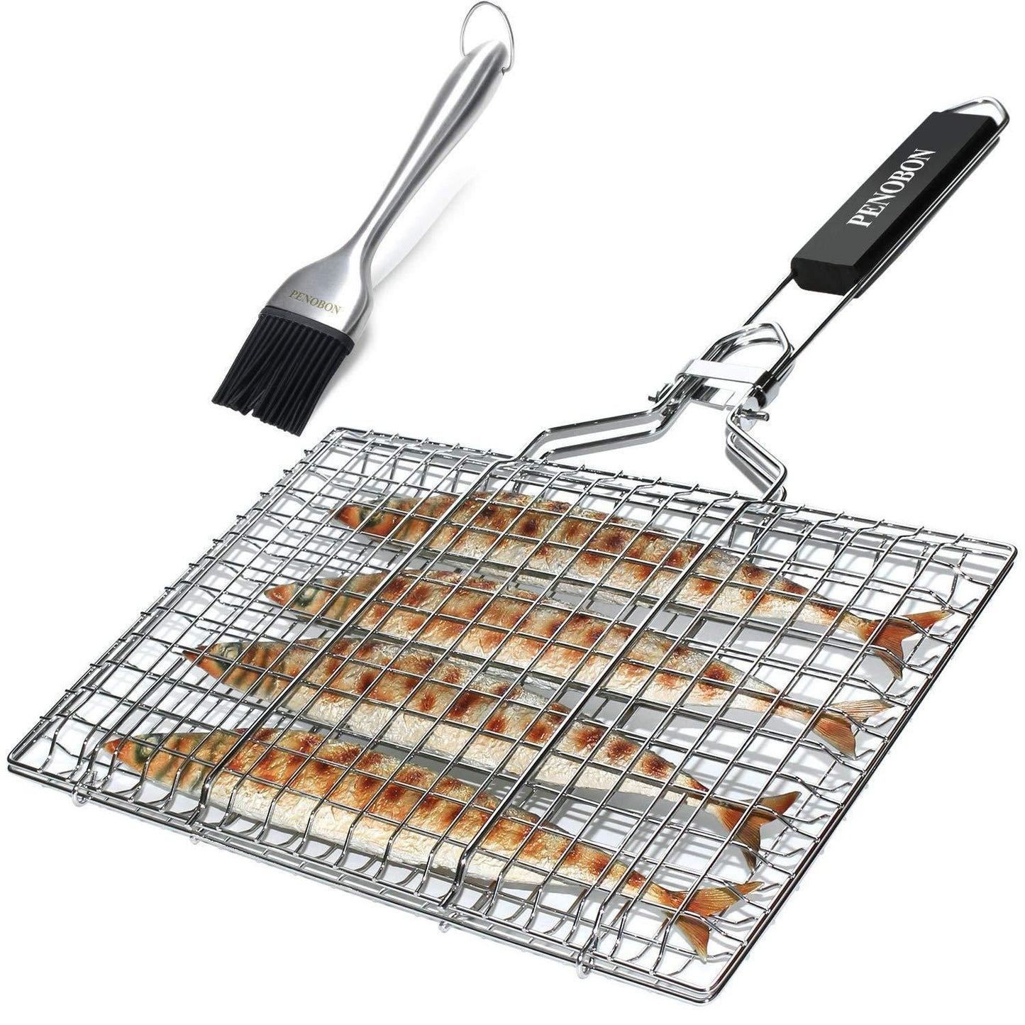 Stainless Steel Barbecue Mesh Basket Square Outdoor Folding
