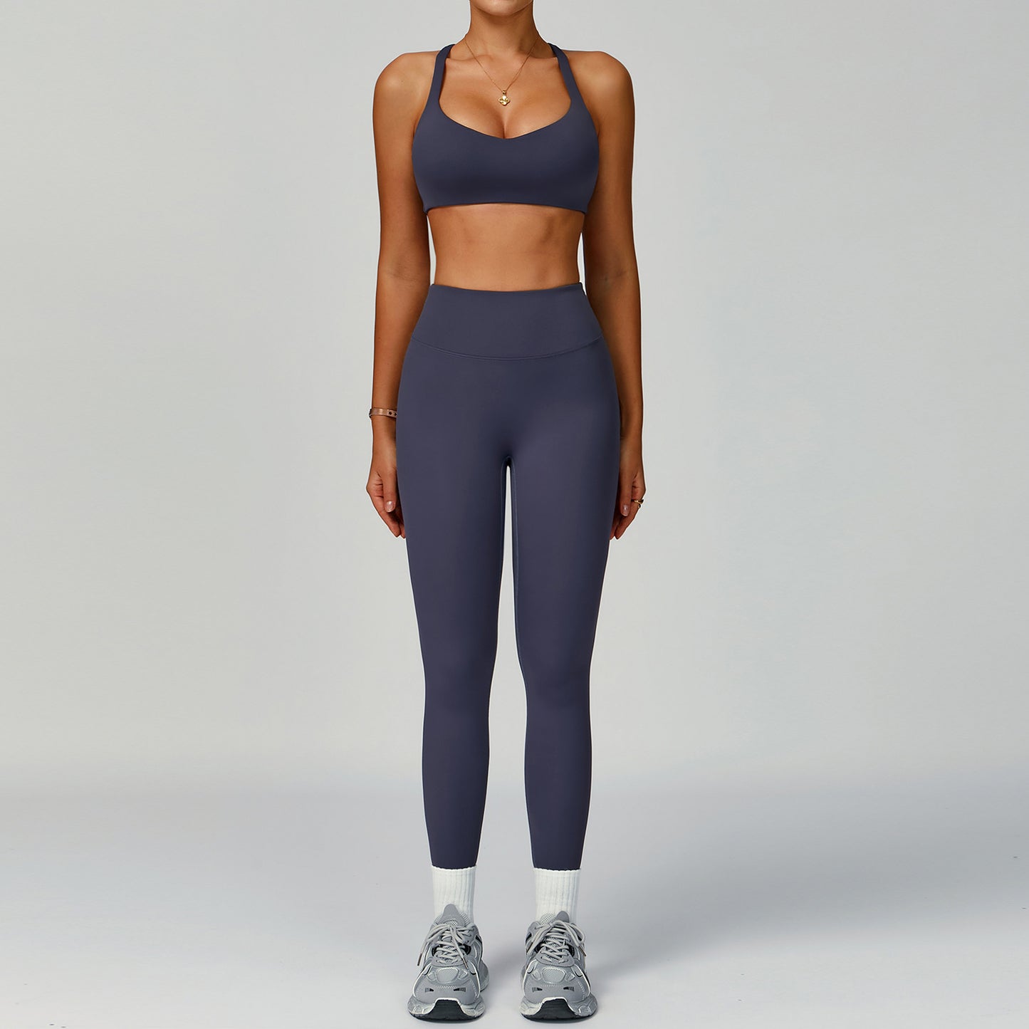 Women's Pure Color Tight Hollow-Out Beauty Back Sports Outfit