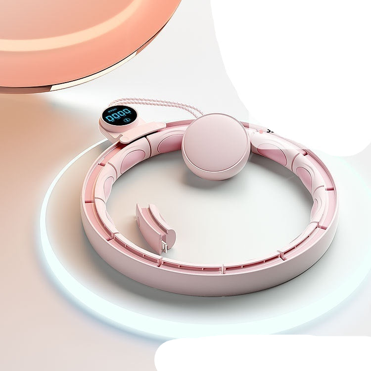 Pink electronic device with digital display on a light pink background