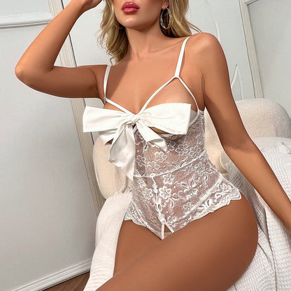 Women's One-Piece Lace Lingerie – Elegant Deep V Design