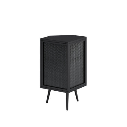 Floor Standing Cone-shaped Cabinet With Tempered Glass Doors And Storage Shelves