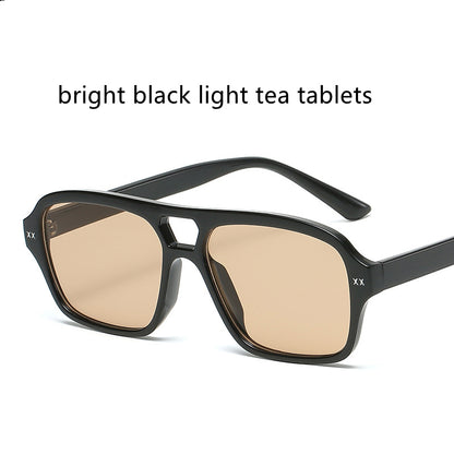 Retro Double Bridge Polygonal Sunglasses for Men and Women