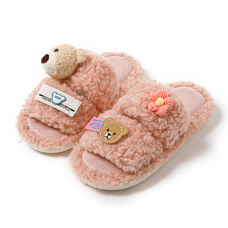 Parallel Bars Cartoon Opening Cotton Slippers Home