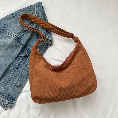 Simple Corduroy Shoulder Bag Fashion Canvas