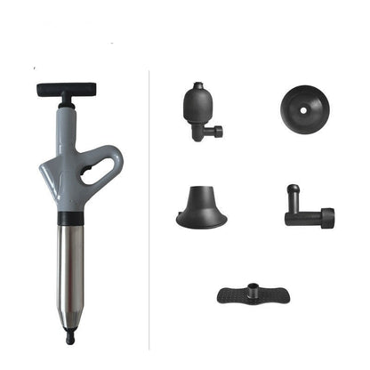Gray English tool with various attachments on a white background