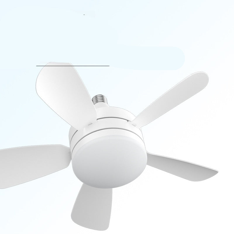 White ceiling fan with text about ABS fan blade material on a white background