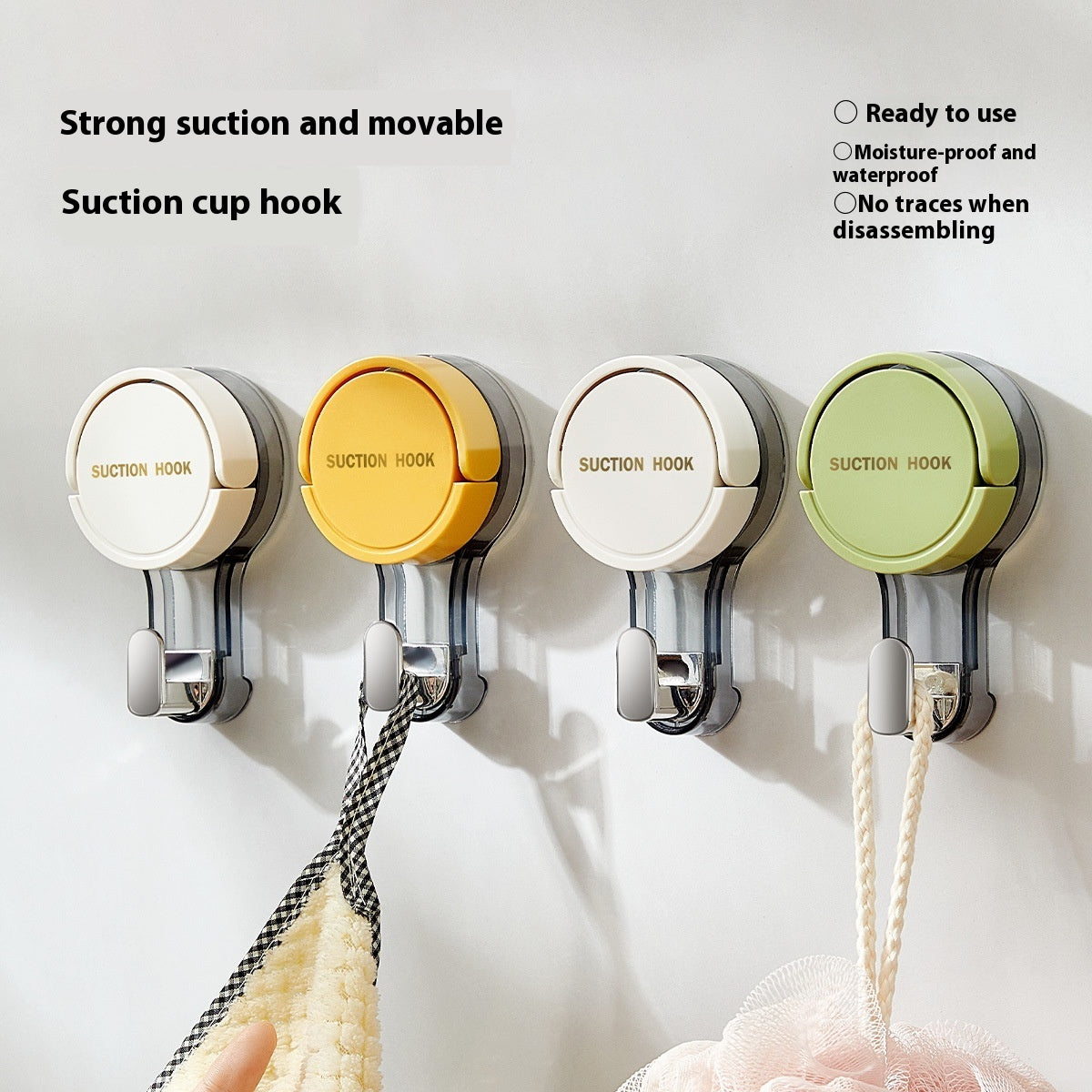 Suction Cup Hook - Powerful Vacuum No-Punch Sticky Hook Towel Rack