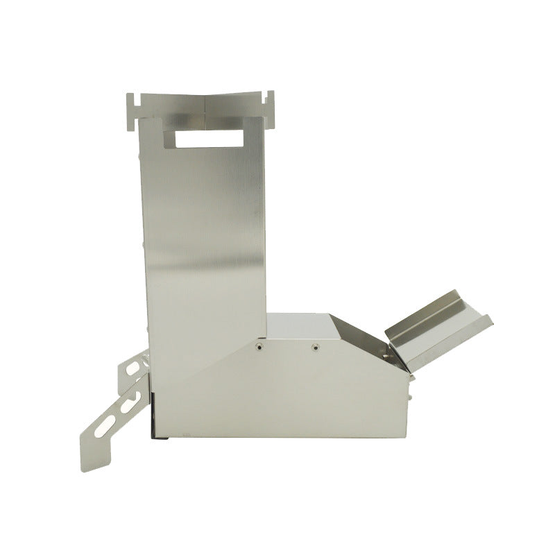 Metallic kitchen exhaust hood on a white background