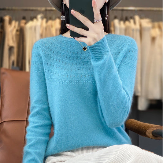 Seamless Front Line Ready-made Garments Curling Collar Hollow Sweater