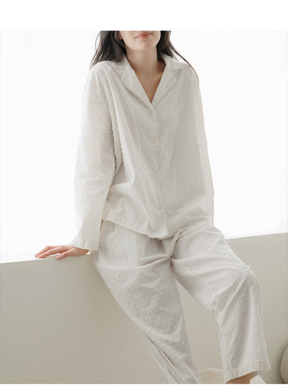 Home Wear Girls' Jacquard Polo Collar Top Pants Suit