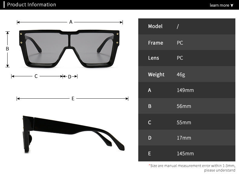 Oversized One-Lens Square Sunglasses for Men & Women