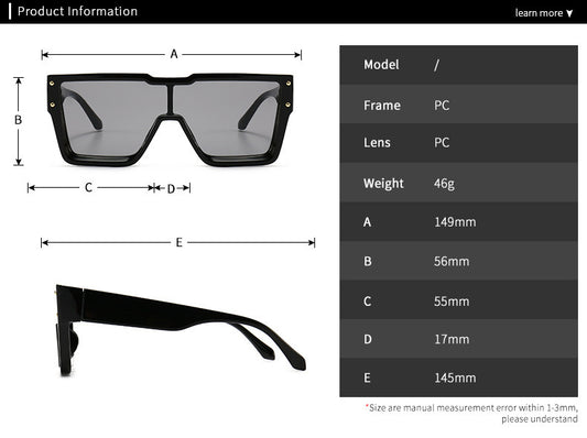 Oversized One-Lens Square Sunglasses for Men & Women