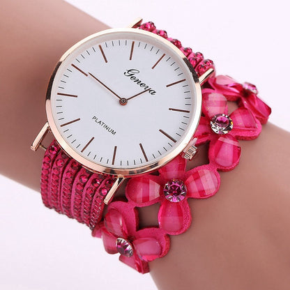 Fashion Geneva Flowers Quartz Ladies Bracelet Watch