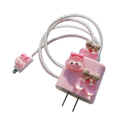 Fast Charge Data Cable Set - Cherry Girl with Protective Case